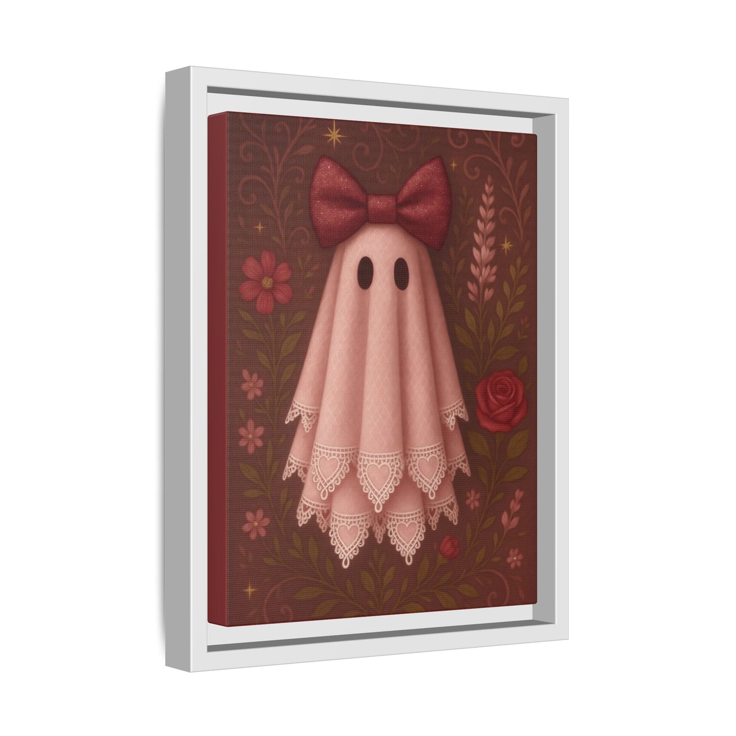 Cute Ghost Canvas Print, Cute Halloween Decor, Framed Art, Spooky Home Decoration, Gift for Kids, Fall Wall Art