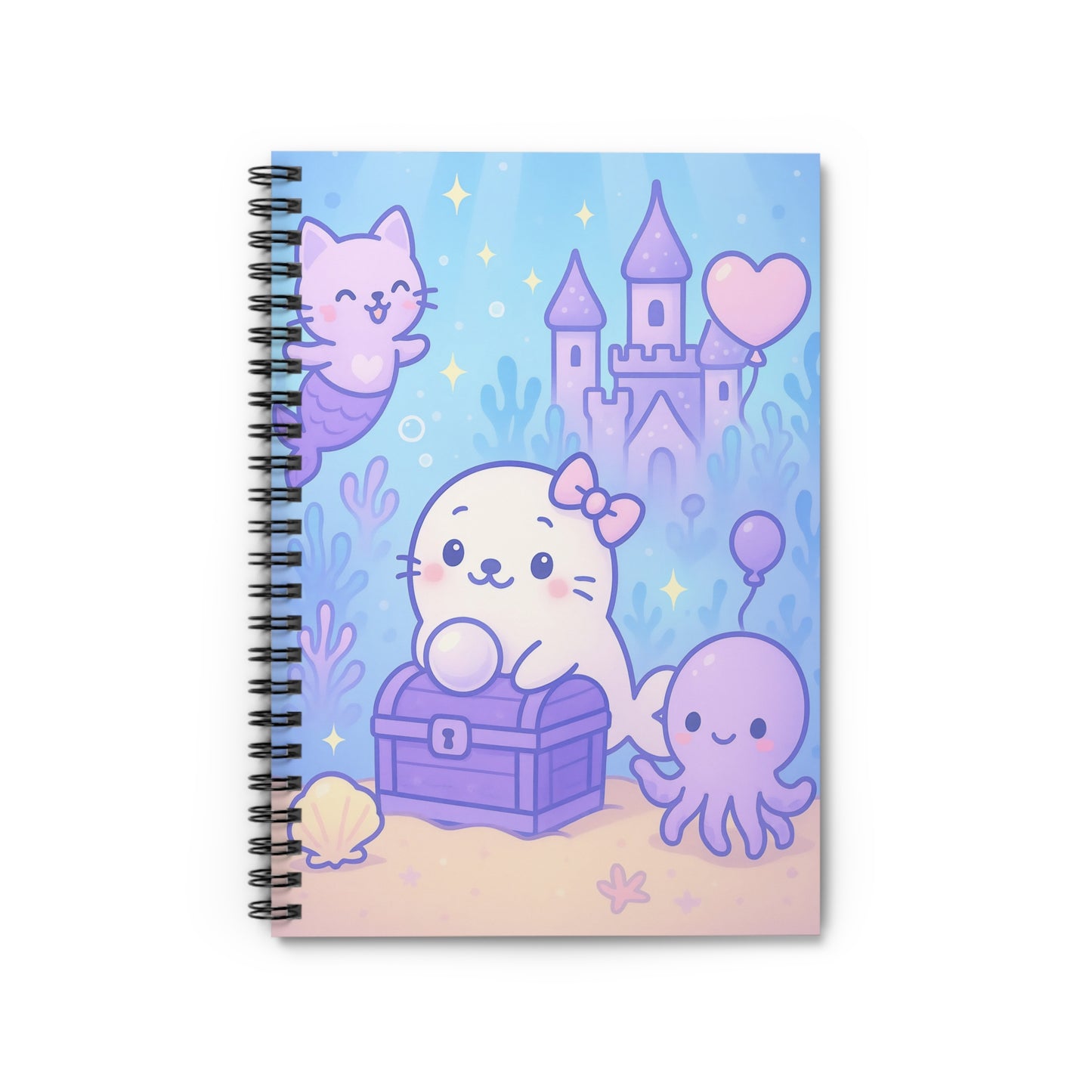 Kawaii Spiral Notebook, Cute Sea Animal Journal, Adorable Stationery for Kids, School Supplies, Gift for Ocean Lovers, Fun Writing Companion
