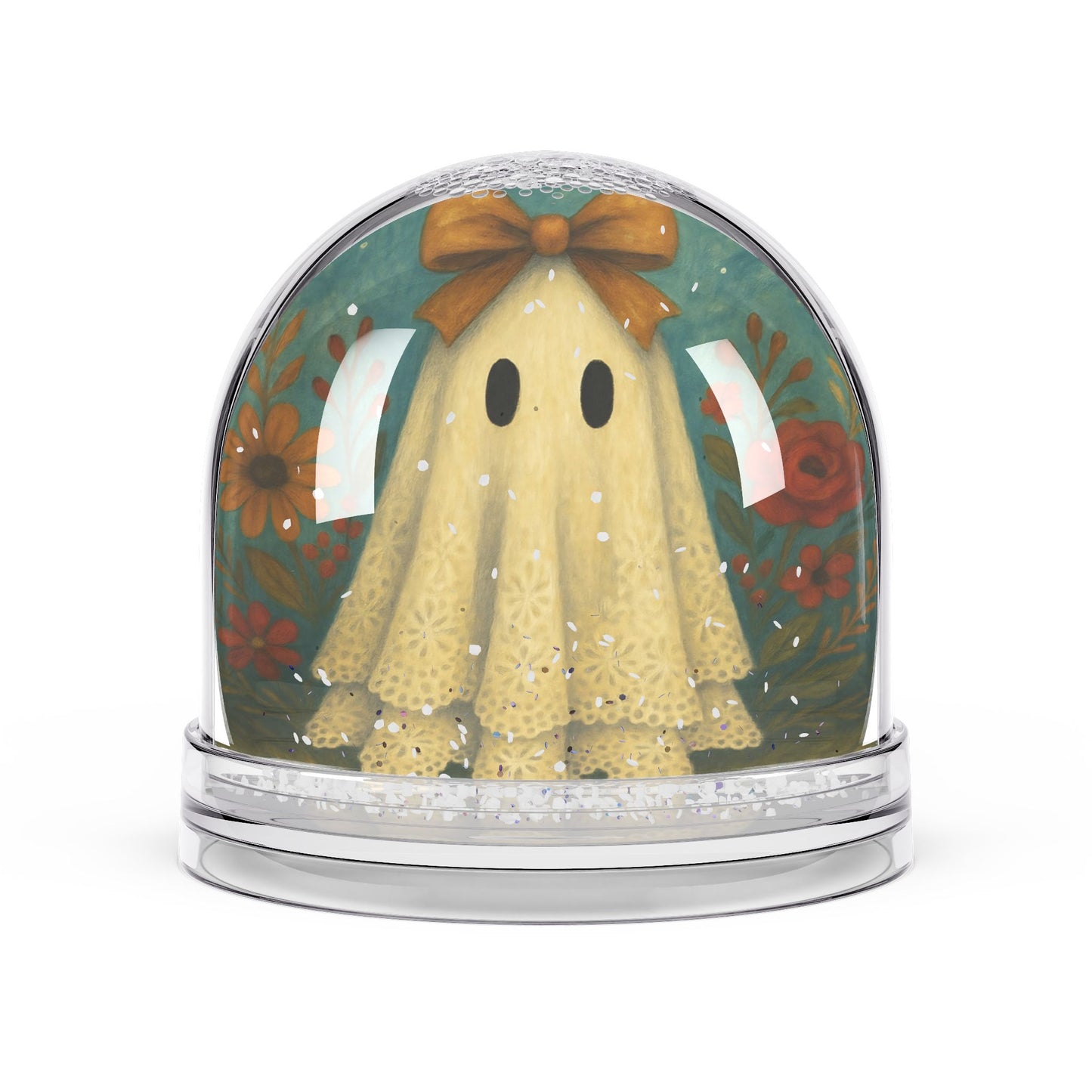 Cute Fall Ghost Snow Globe, Halloween Decor, Spooky Home Accent, Whimsical Gift, Collectible Halloween Ornament