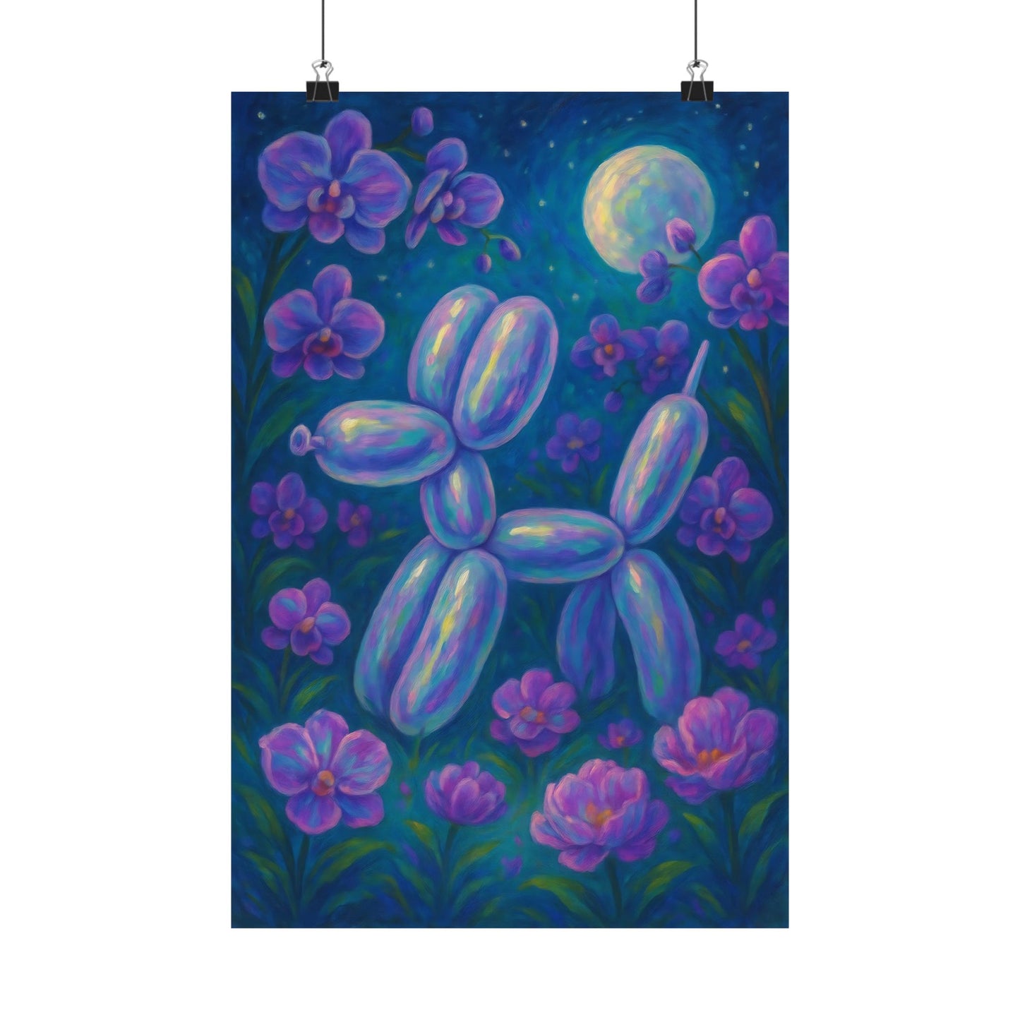 Vibrant Balloon Dog Art Print, Wall Decor, Floral Home Accent, Gift for Pet Lovers, Kids Room Decoration, Unique Nursery Wall Art