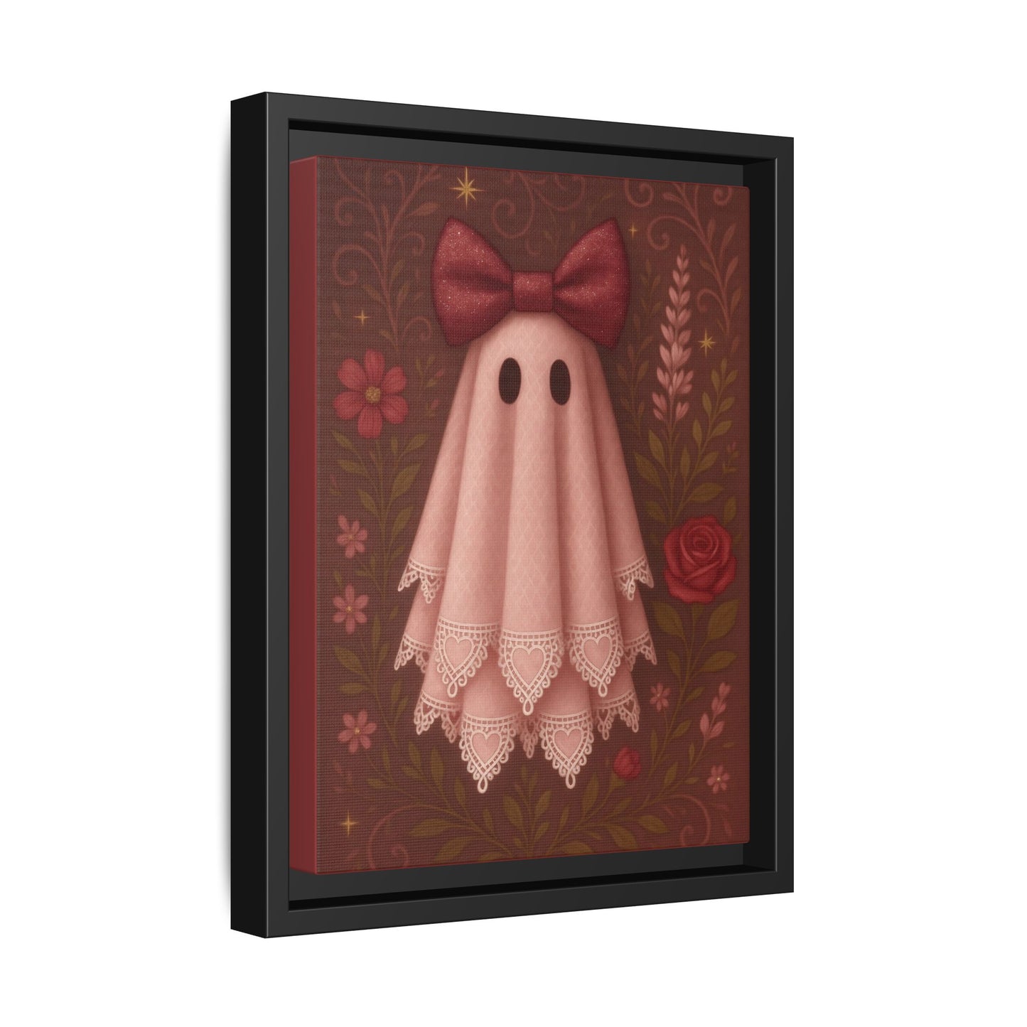 Cute Ghost Canvas Print, Cute Halloween Decor, Framed Art, Spooky Home Decoration, Gift for Kids, Fall Wall Art