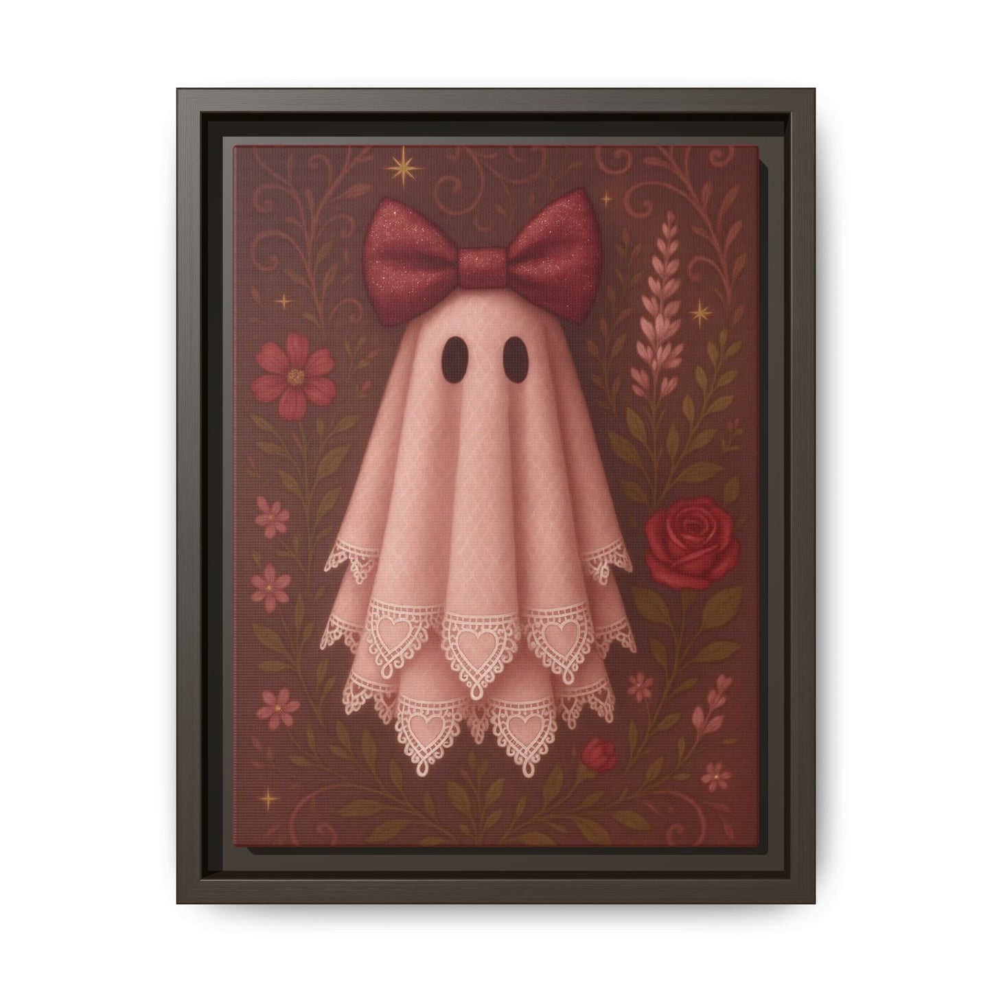 Cute Ghost Canvas Print, Cute Halloween Decor, Framed Art, Spooky Home Decoration, Gift for Kids, Fall Wall Art