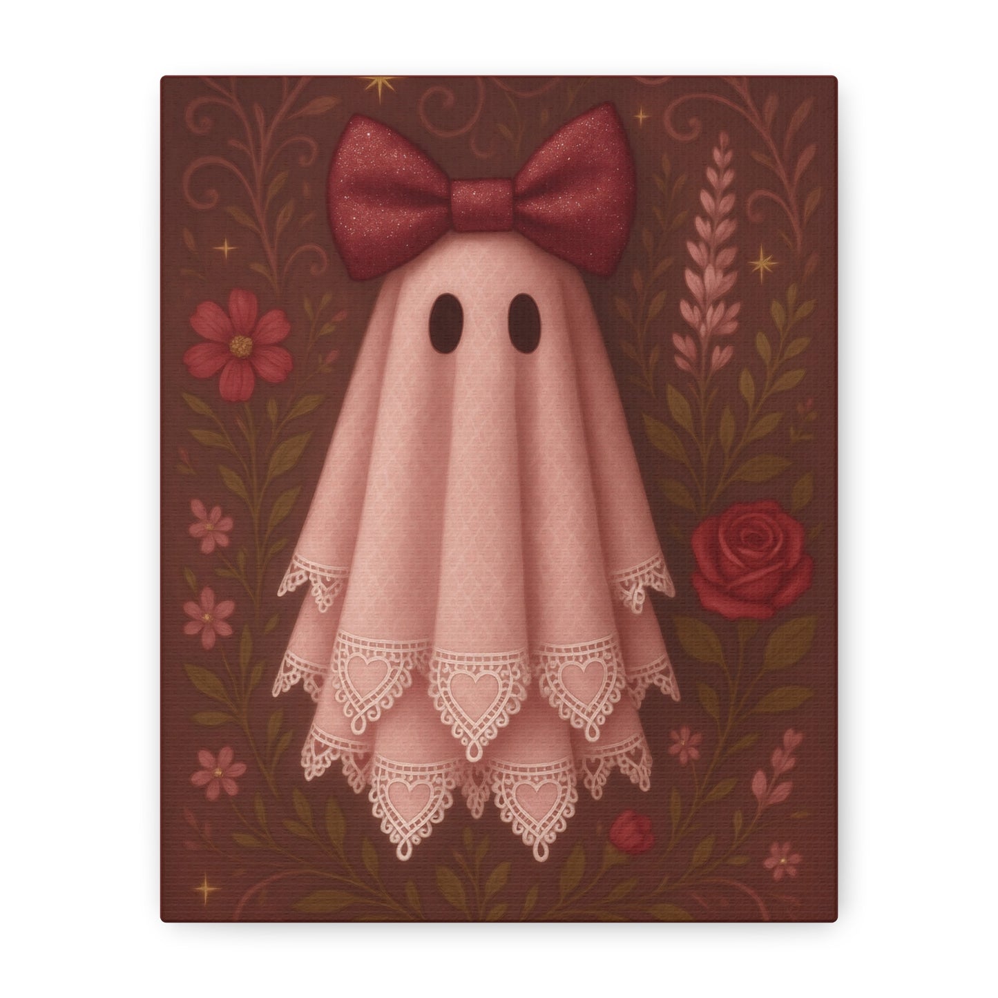 Cute Ghost Canvas Art, Whimsical Decor, Halloween Decoration, Kids Room Wall Art, Gift for Her, Cute Home Decor