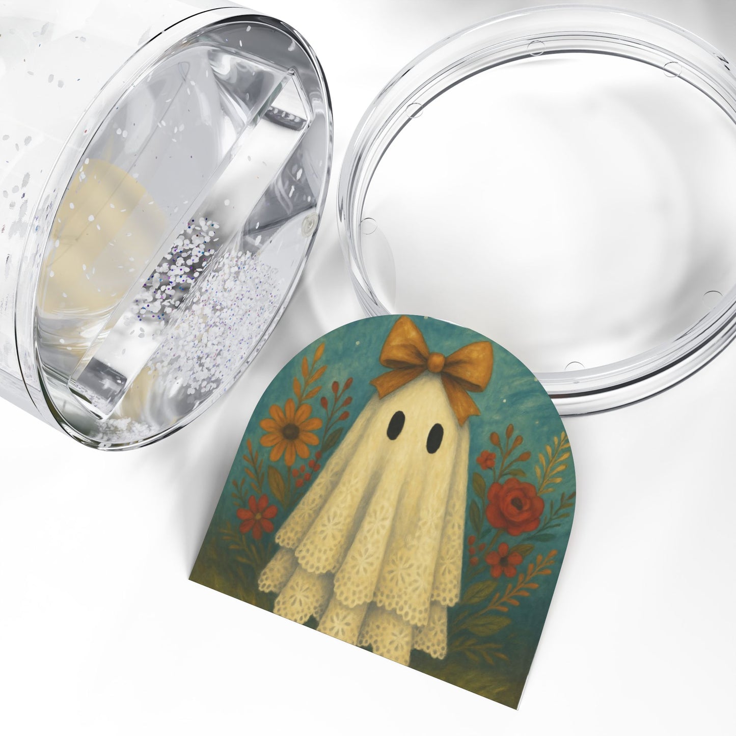 Cute Fall Ghost Snow Globe, Halloween Decor, Spooky Home Accent, Whimsical Gift, Collectible Halloween Ornament