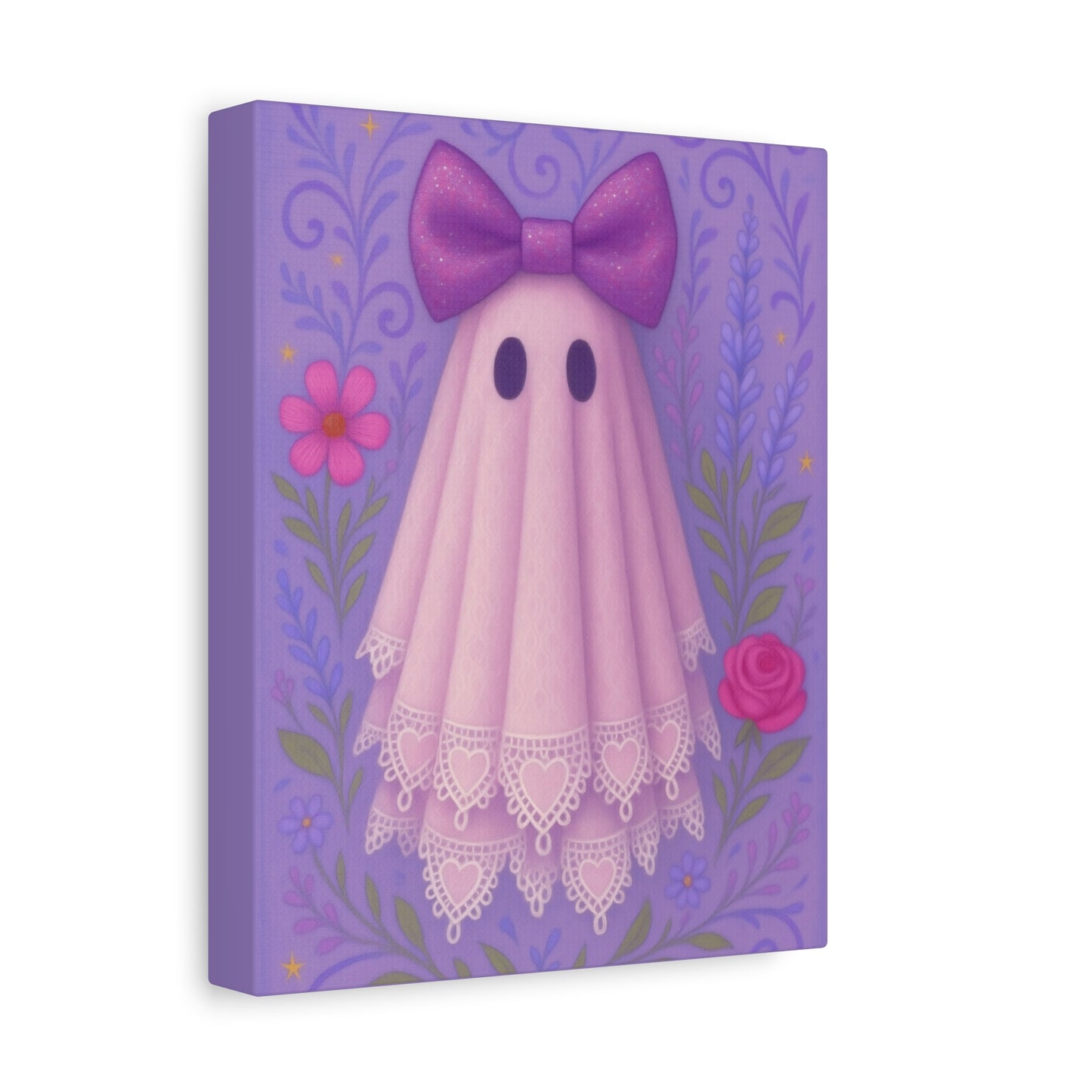 Cute Ghost Canvas Art, Cute Halloween Decor, Playful Nursery Wall Art, Gifts for Kids, Pastel Home Decoration