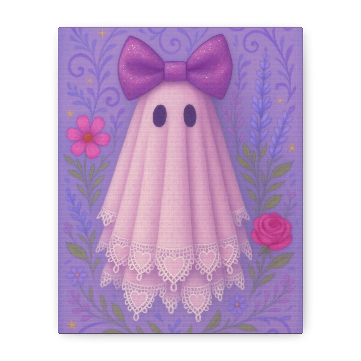 Cute Ghost Canvas Art, Cute Halloween Decor, Playful Nursery Wall Art, Gifts for Kids, Pastel Home Decoration