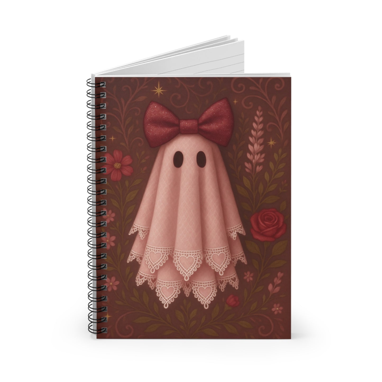 Cute Ghost Spiral Notebook - Cute Stationery for Spooky Lovers, Journaling, Note Taking, Halloween Decor, Gift for Ghost Fans