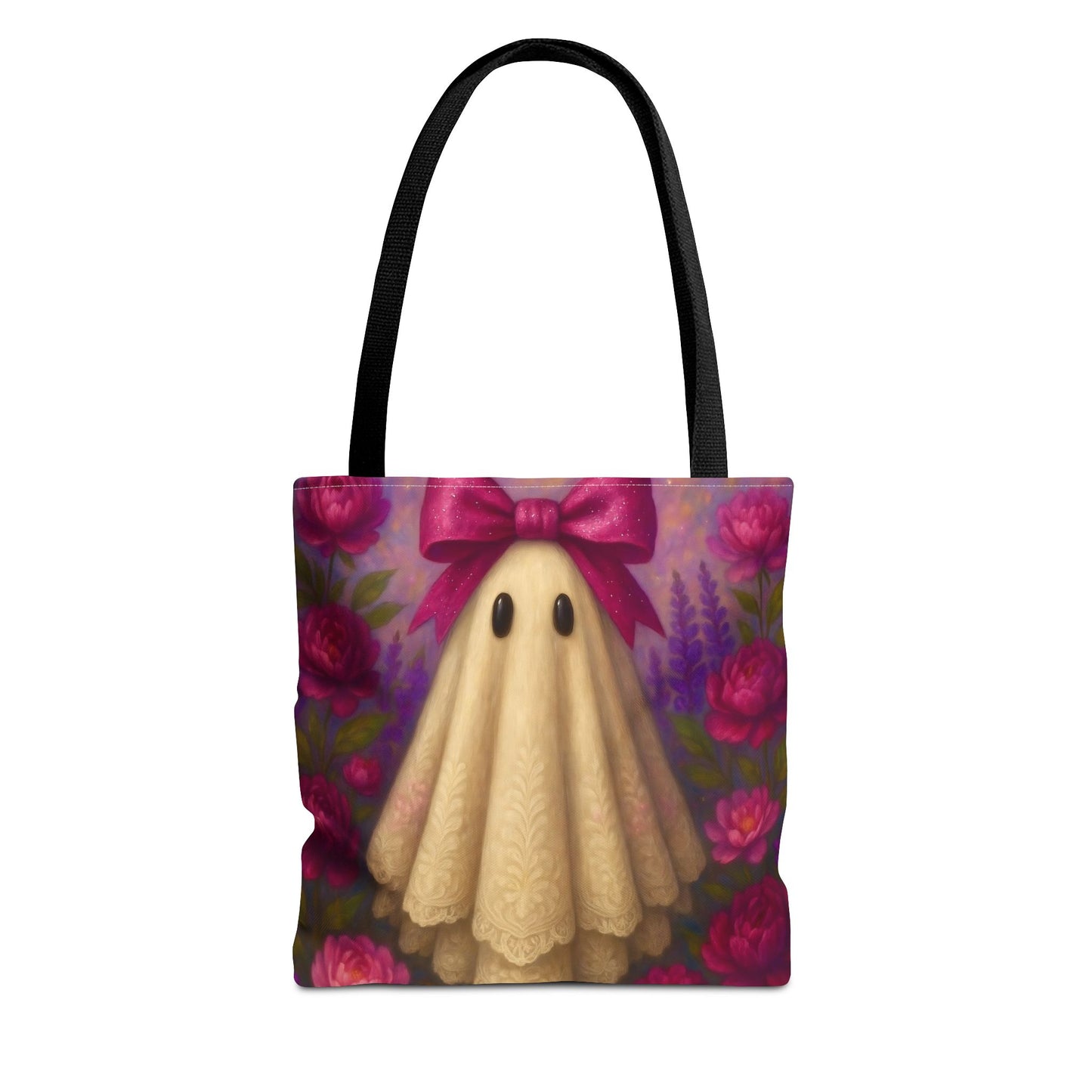 Whimsical Ghost Tote Bag, Floral Tote, Cute Grocery Bag, Gift for Halloween, Boho Style Handbag
