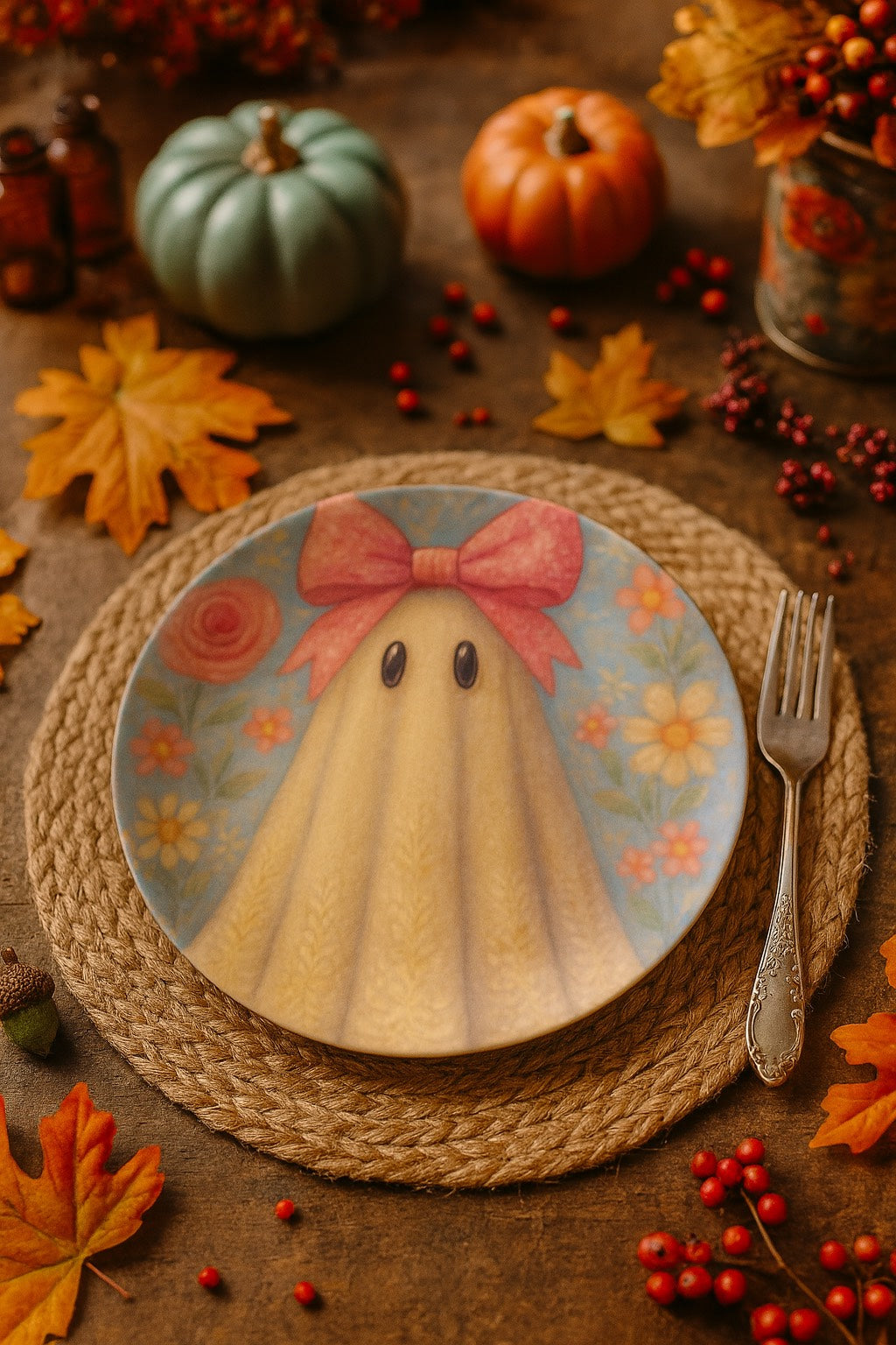 Dainty Floral Ghost Dinner Plate