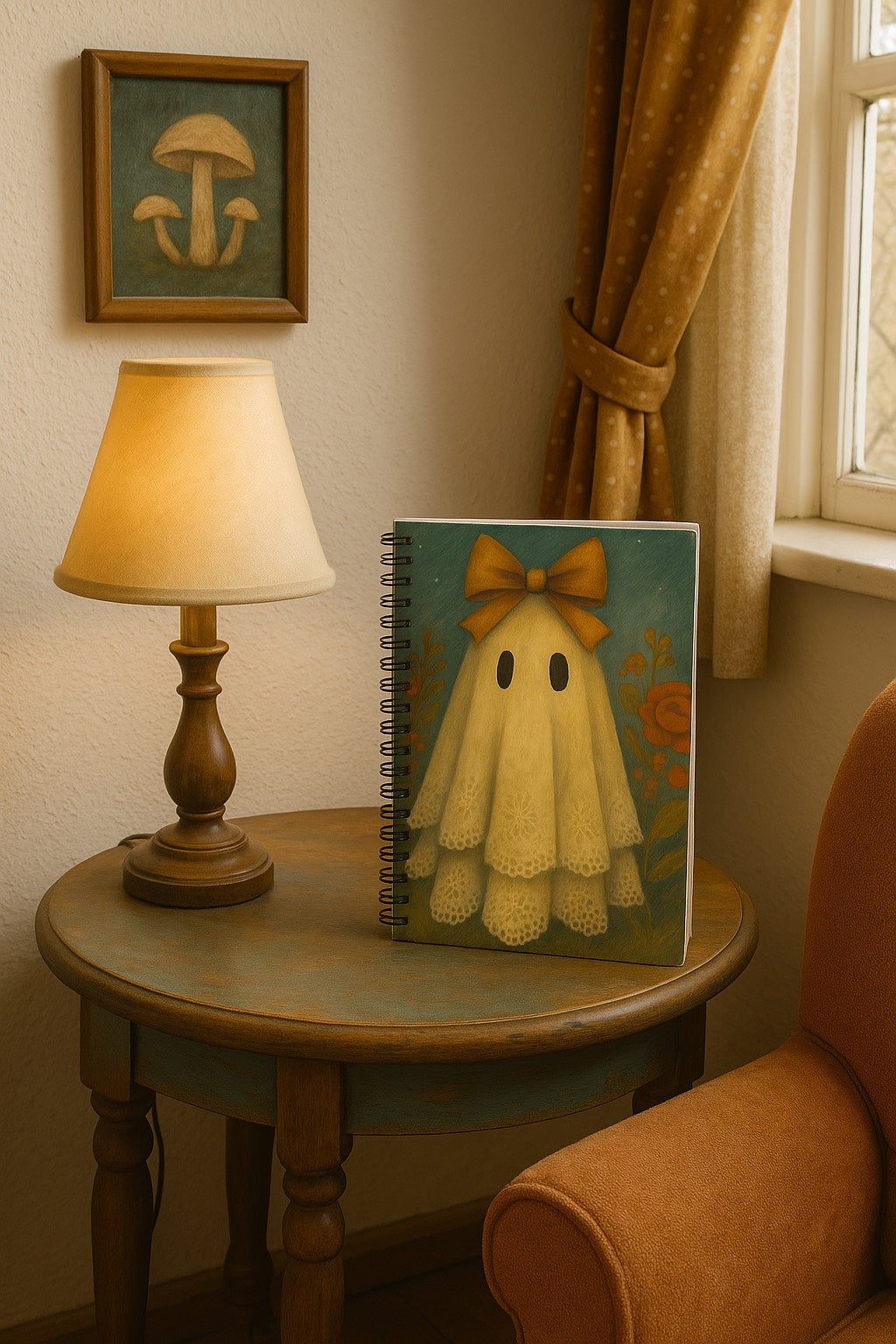 Whimsical Fall Ghost Spiral Notebook - Perfect for Halloween, Journaling, School, Gift for Kids & Adults, Cute Stationery