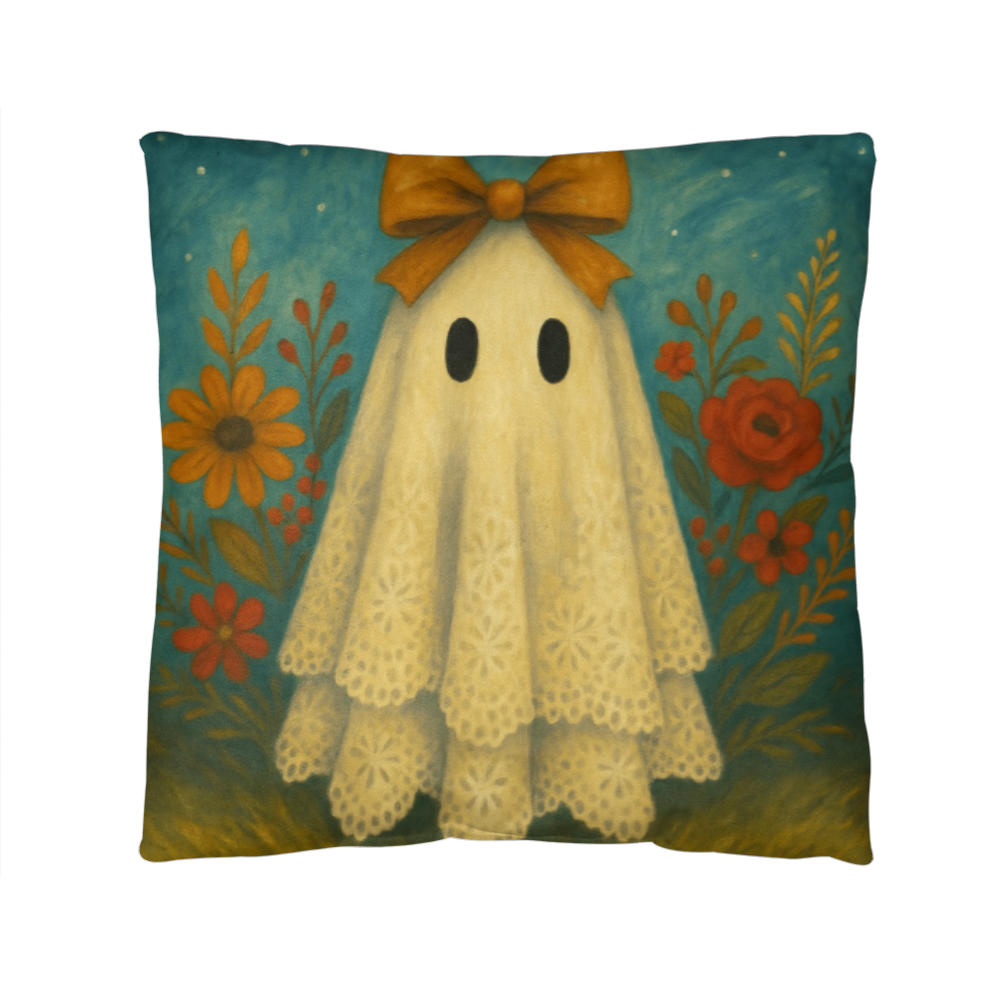Whimsical fall ghost pillow
