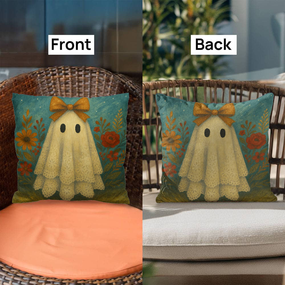Whimsical fall ghost pillow