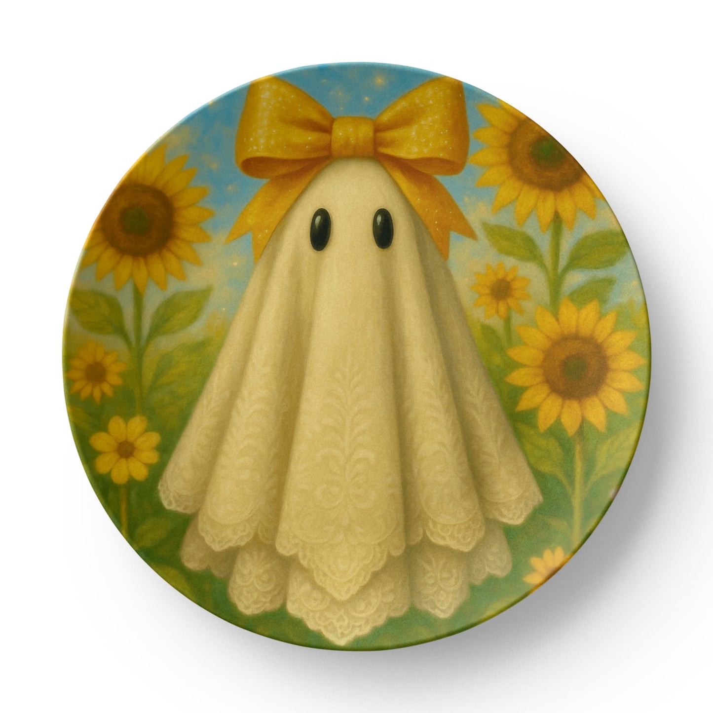 Whimsical Sunflower Ghost Dinner Plate