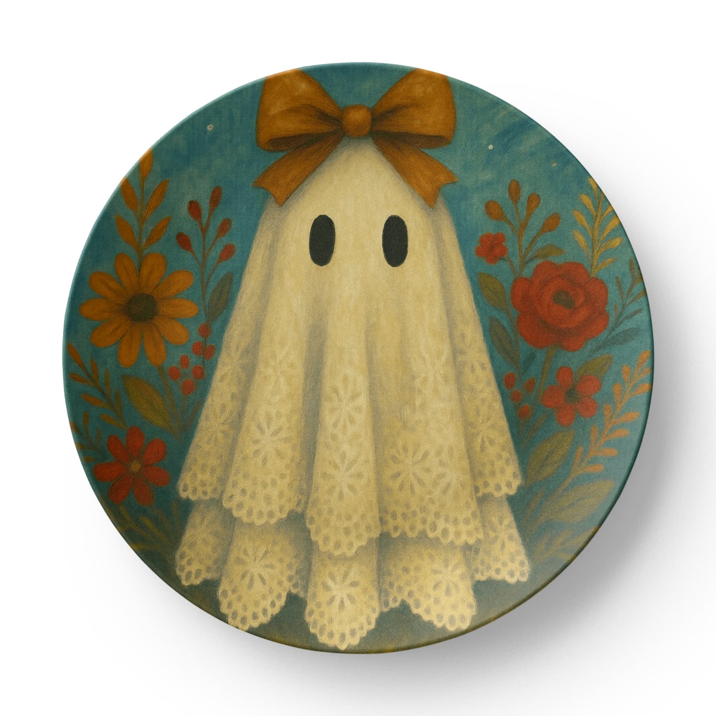 Whimsical fall ghost plate