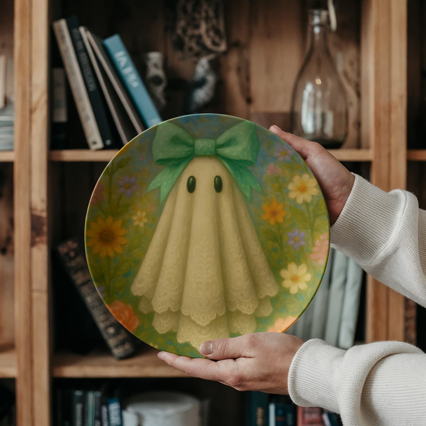 Whimsical Garden Ghost Dinner Plate