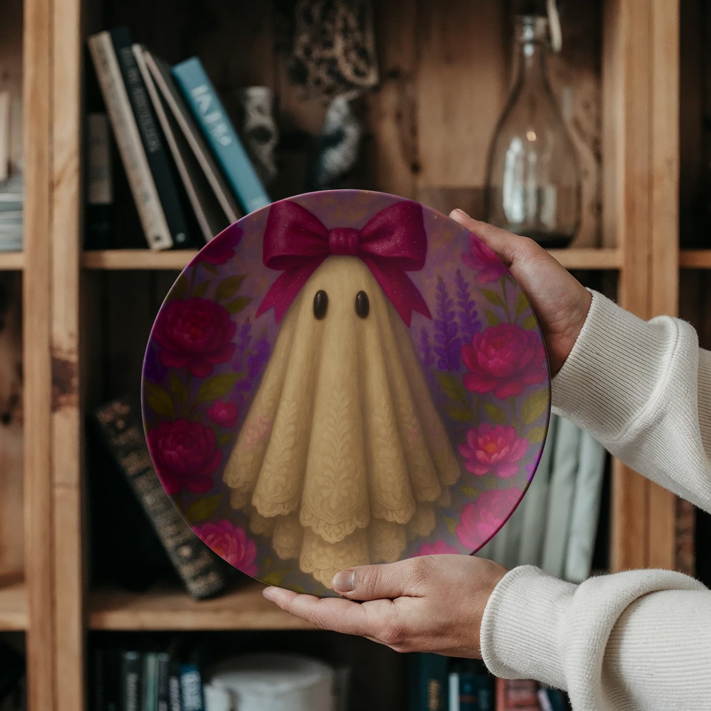 Elegant Floral Ghost Dinner Plate