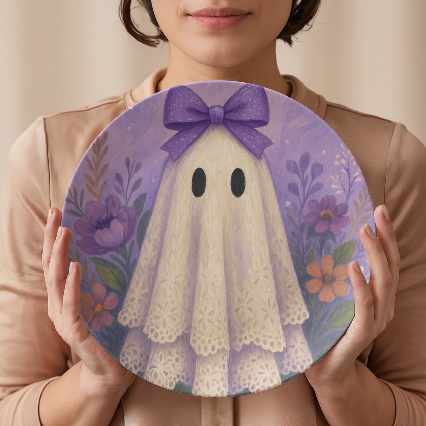 Whimsical Purple Ghost dinner plate