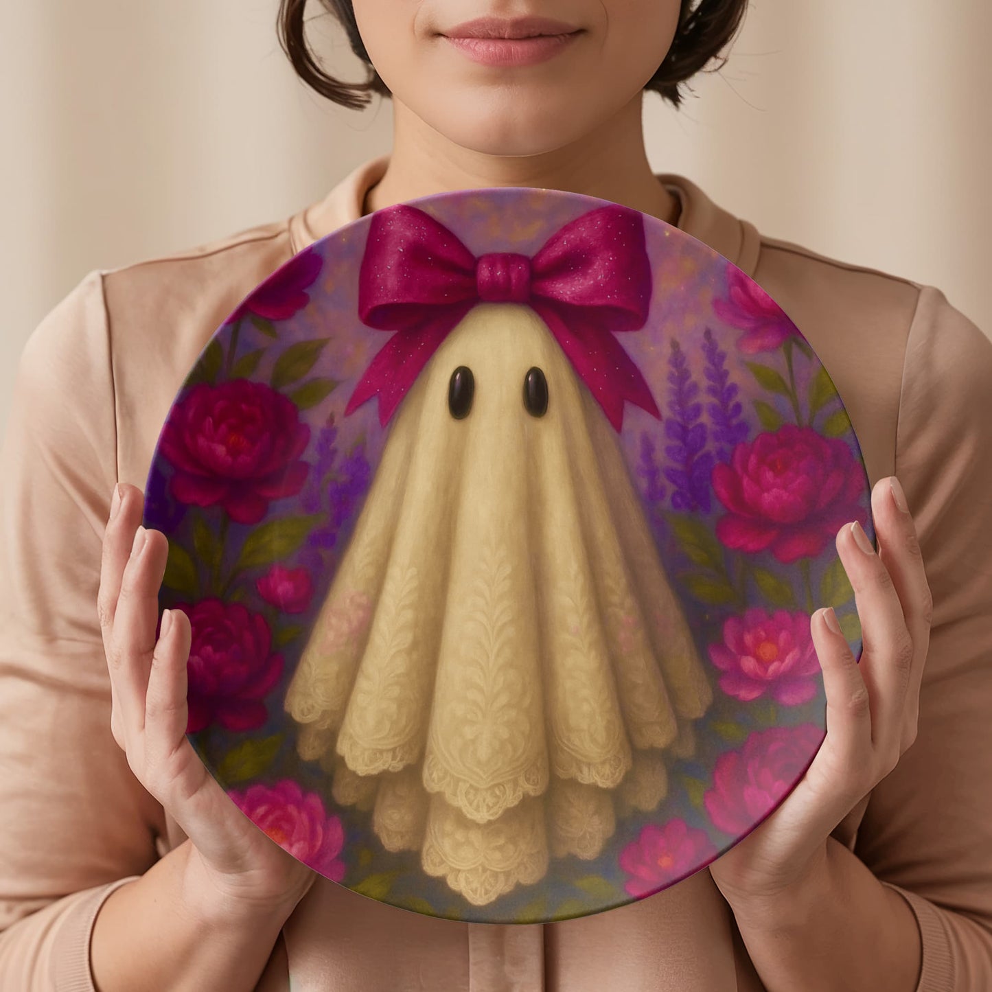 Elegant Floral Ghost Dinner Plate