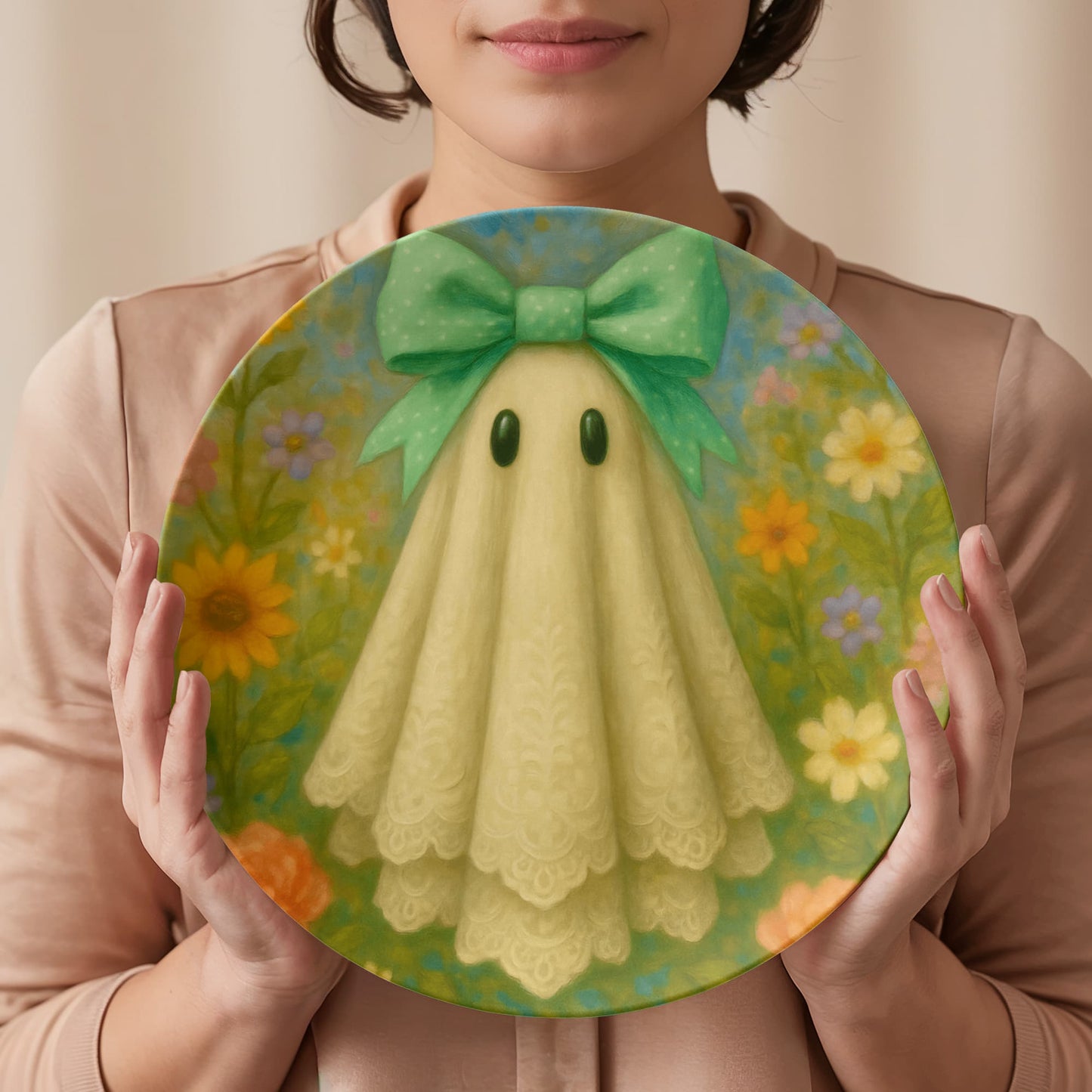 Whimsical Garden Ghost Dinner Plate