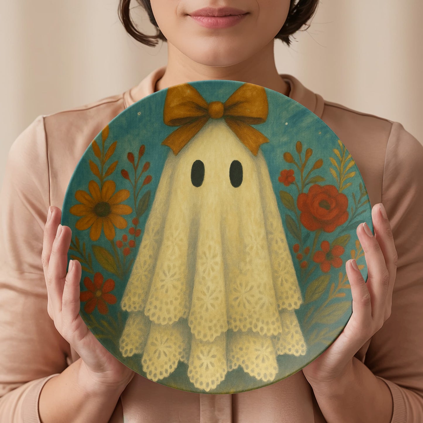 Whimsical fall ghost plate
