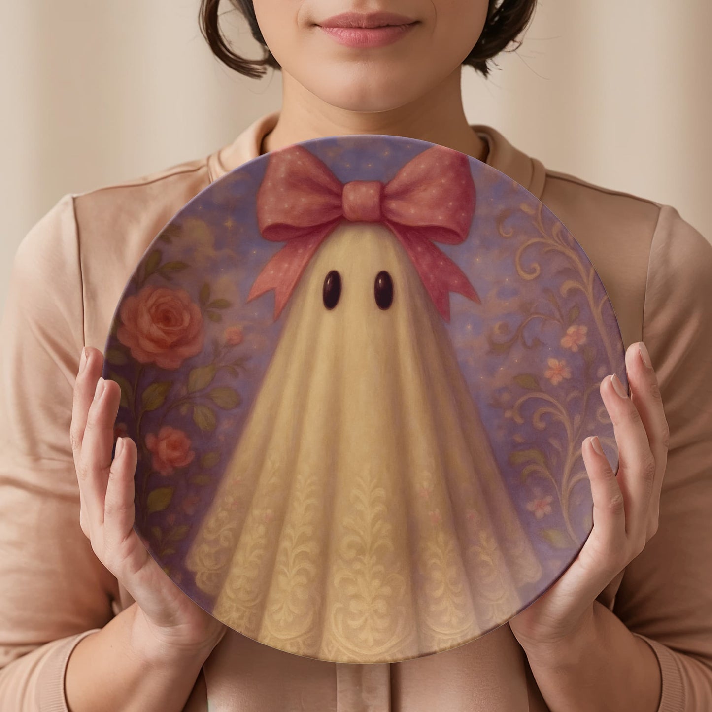 Elegant Pink Ghost Dinner Plate
