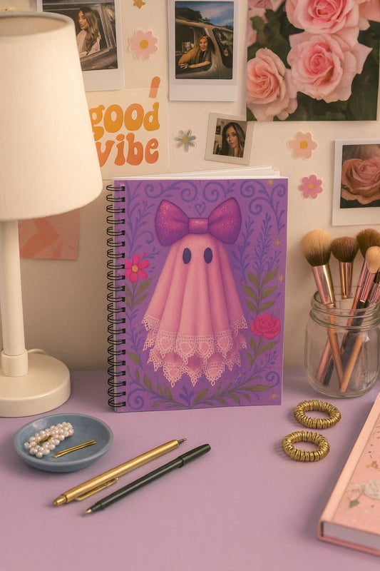 Cute Ghost Spiral Notebook - Perfect for Halloween, Journaling, or Gifts, Cute Ghost Design, Notebook for Students, Halloween Decor