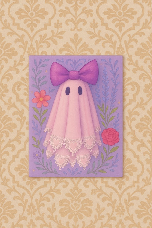 Cute Ghost Canvas Art, Cute Halloween Decor, Playful Nursery Wall Art, Gifts for Kids, Pastel Home Decoration