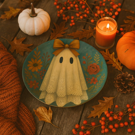 Whimsical fall ghost plate