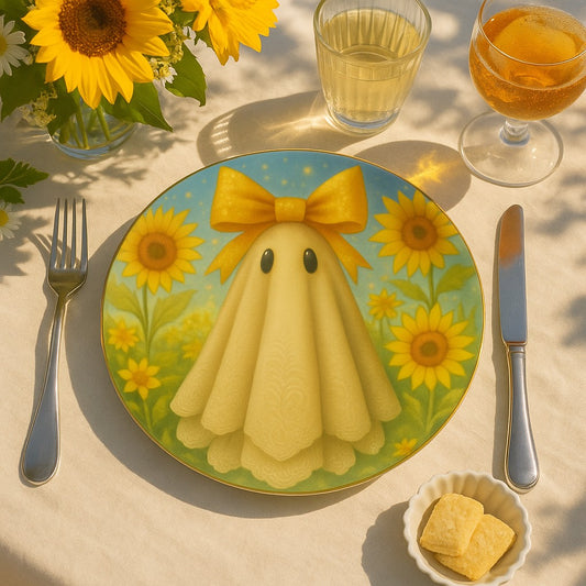 Whimsical Sunflower Ghost Dinner Plate